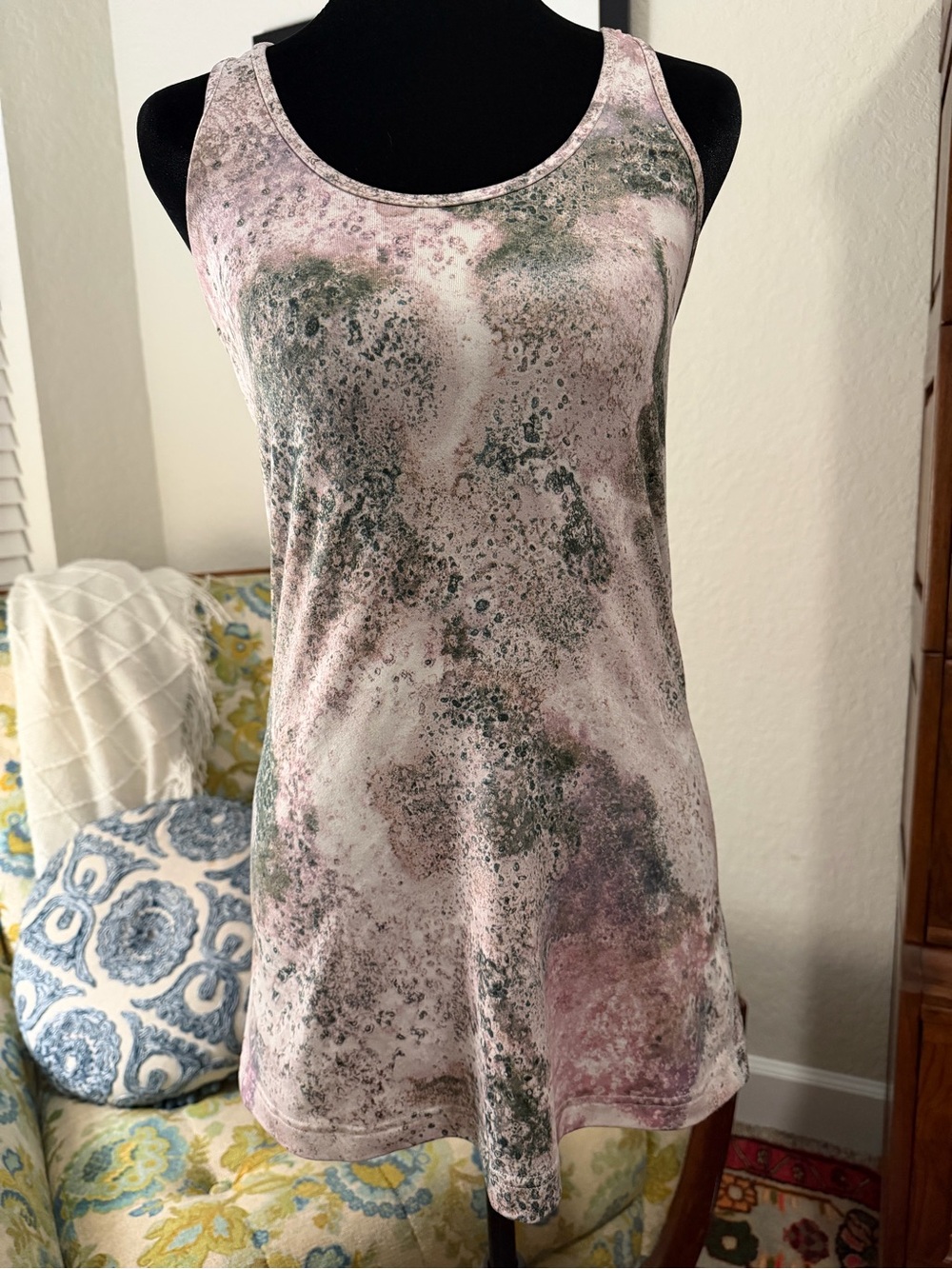 lululemon athletica Pink and Gray Marble Scoop Tank